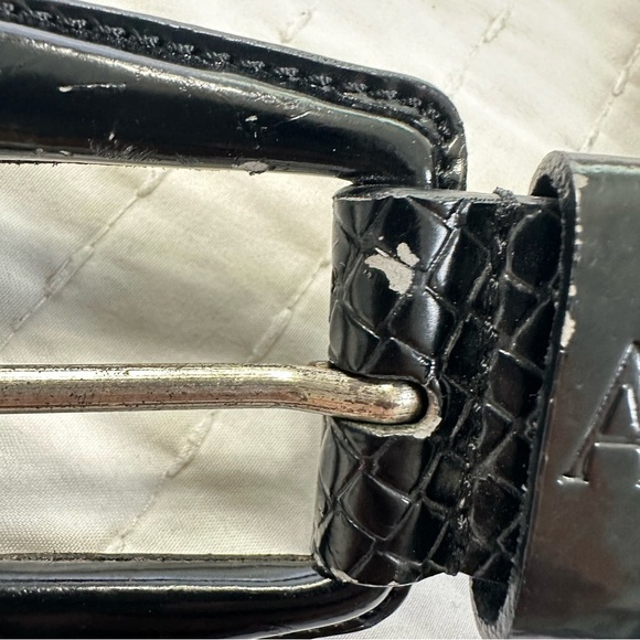 A/X Armani Exchange 100% Leather Glossy Black Belt Size S main image 6